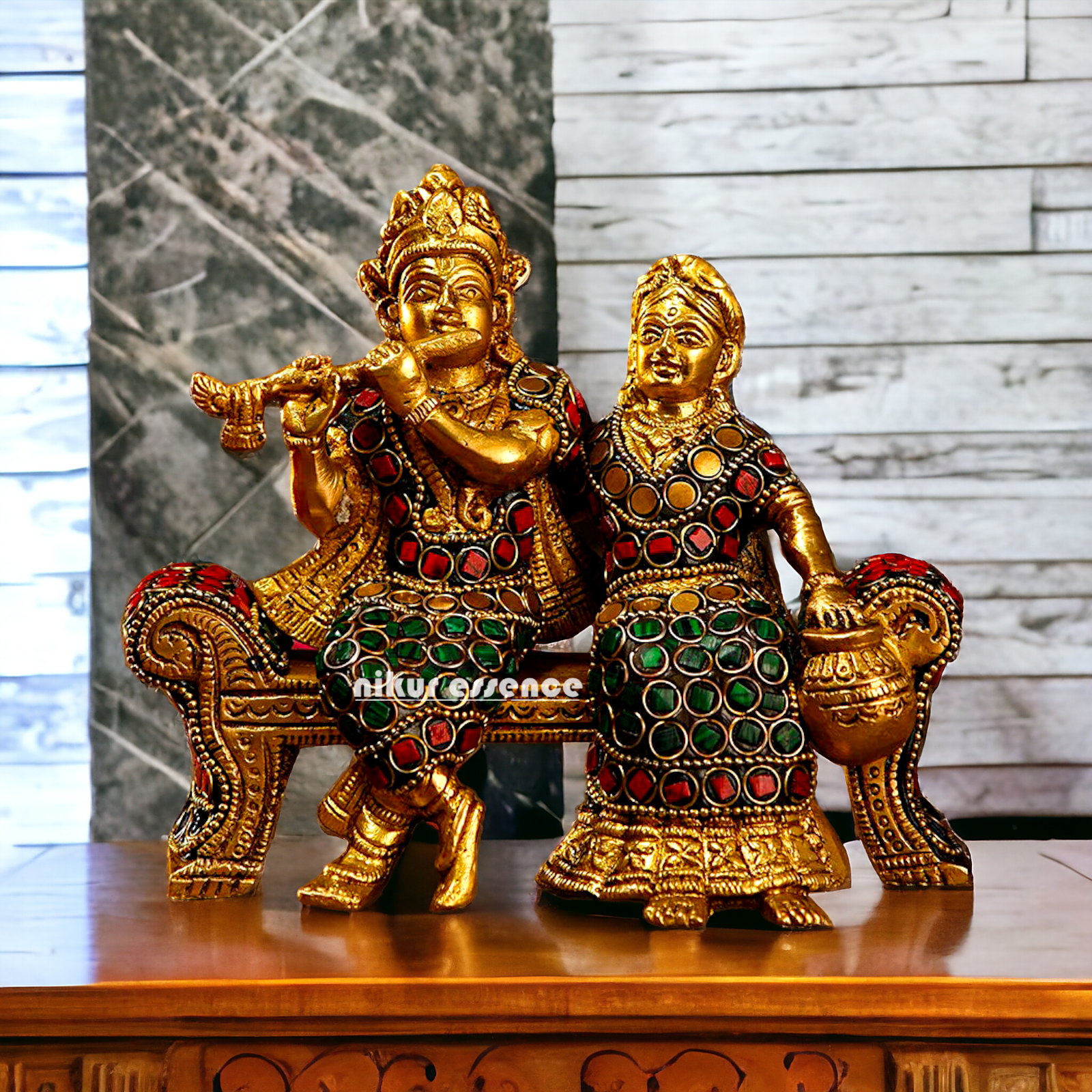 Small Brass Radha Krishna | Small Radha Krishna | Radha Krishna Sitting on Sofa | small size