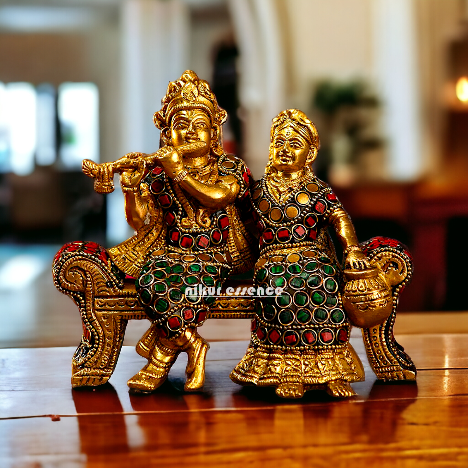 Small Brass Radha Krishna | Small Radha Krishna | Radha Krishna Sitting on Sofa | small size