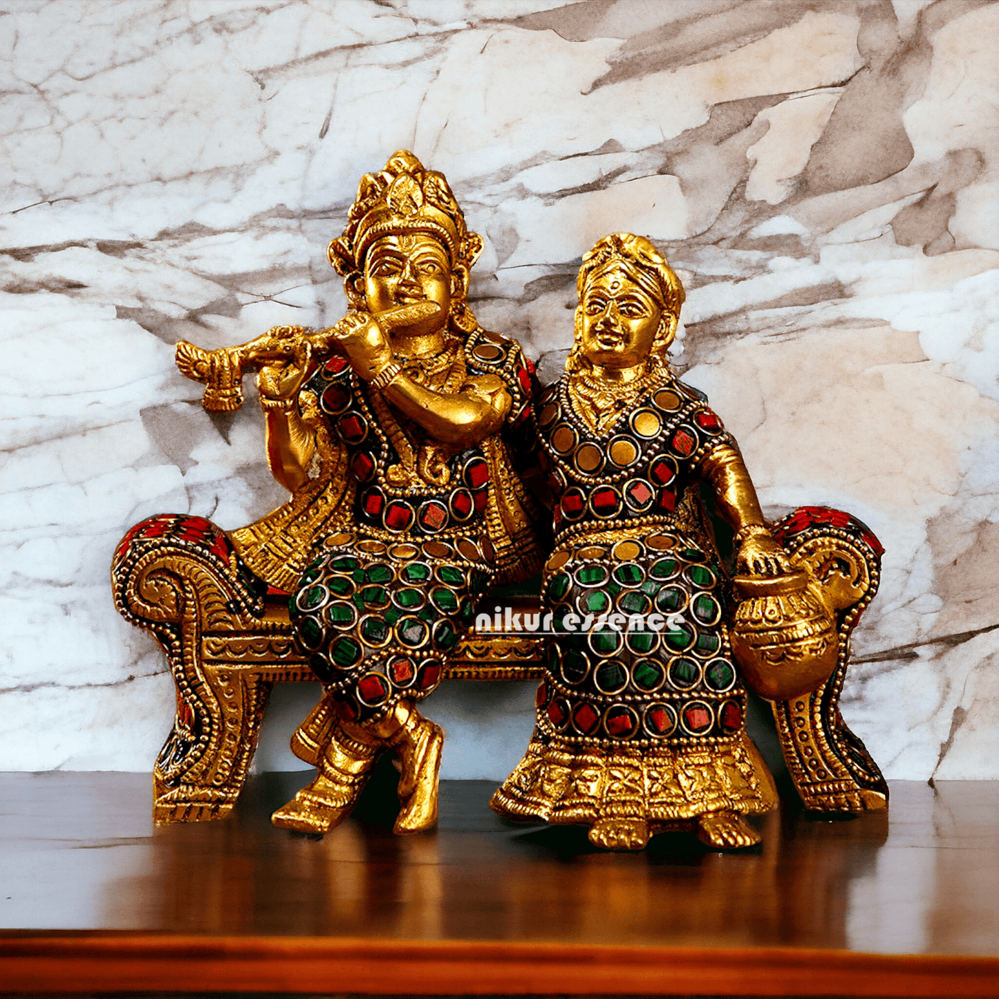 Small Brass Radha Krishna | Small Radha Krishna | Radha Krishna Sitting on Sofa | small size