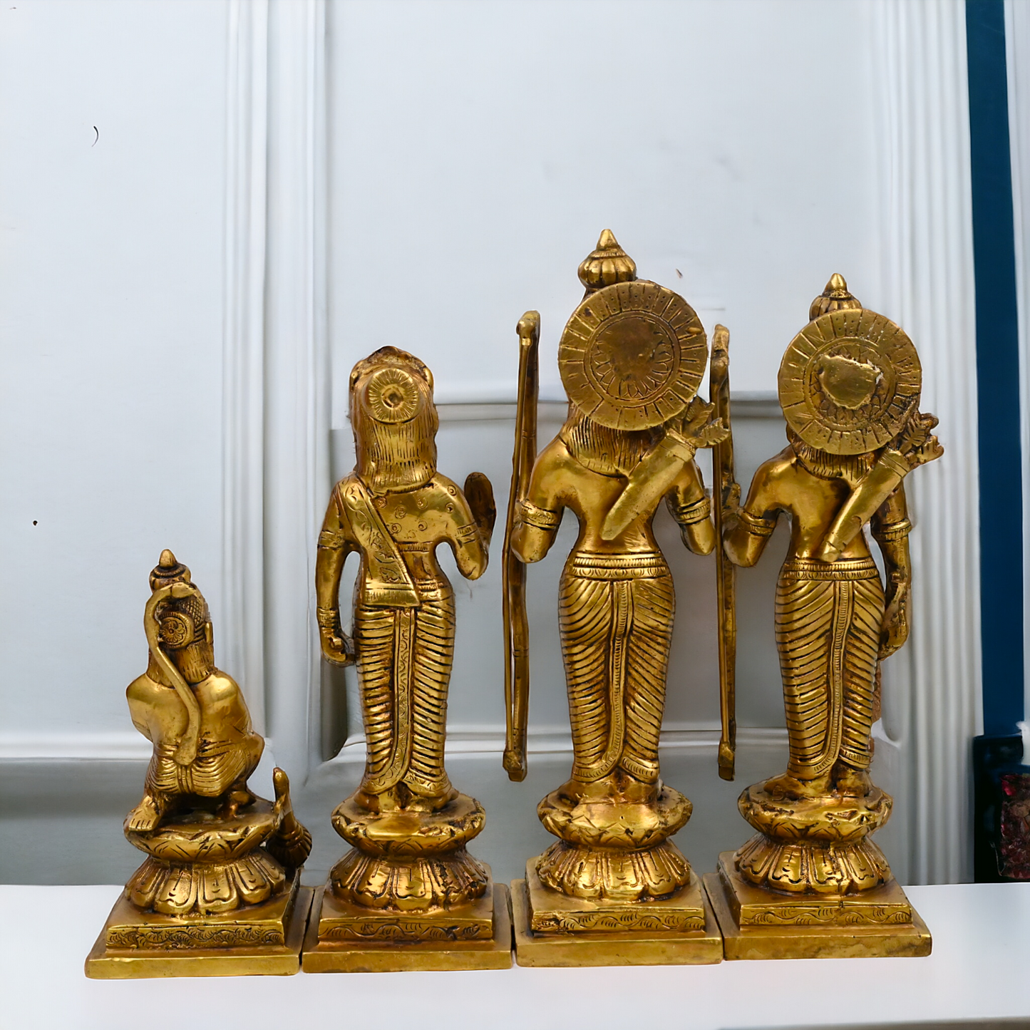 Solid Brass Ram Darbar Set statue Ram Lakshman Sita Hanuman by Nikur Essence - 12 inches