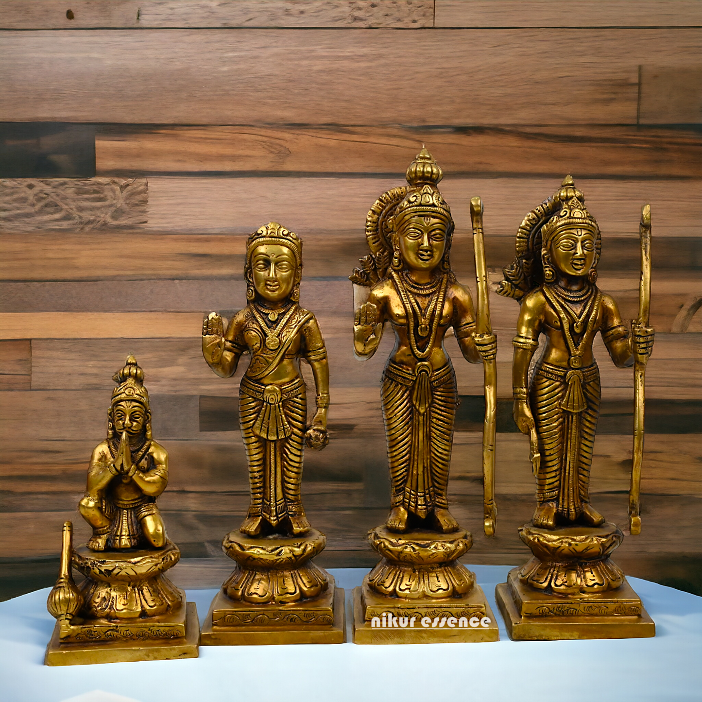 Solid Brass Ram Darbar Set statue Ram Lakshman Sita Hanuman by Nikur Essence - 12 inches