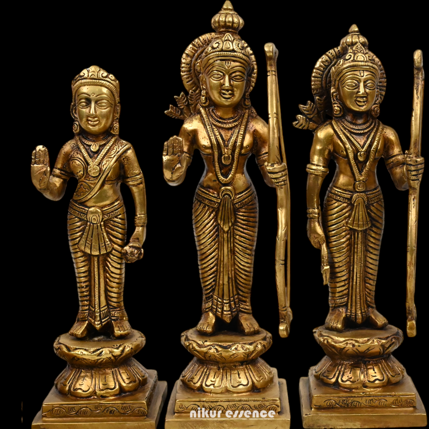 Solid Brass Ram Darbar Set statue Ram Lakshman Sita Hanuman by Nikur Essence - 12 inches