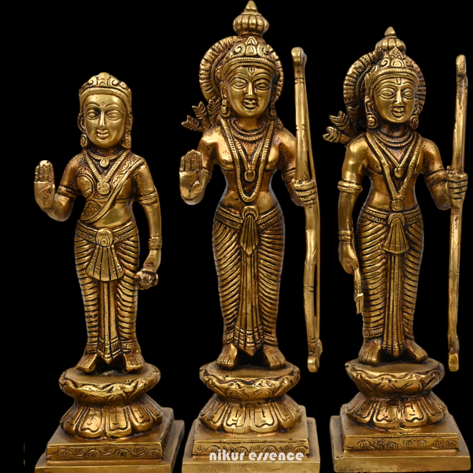 Solid Brass Ram Darbar Set statue Ram Lakshman Sita Hanuman by Nikur Essence - 12 inches