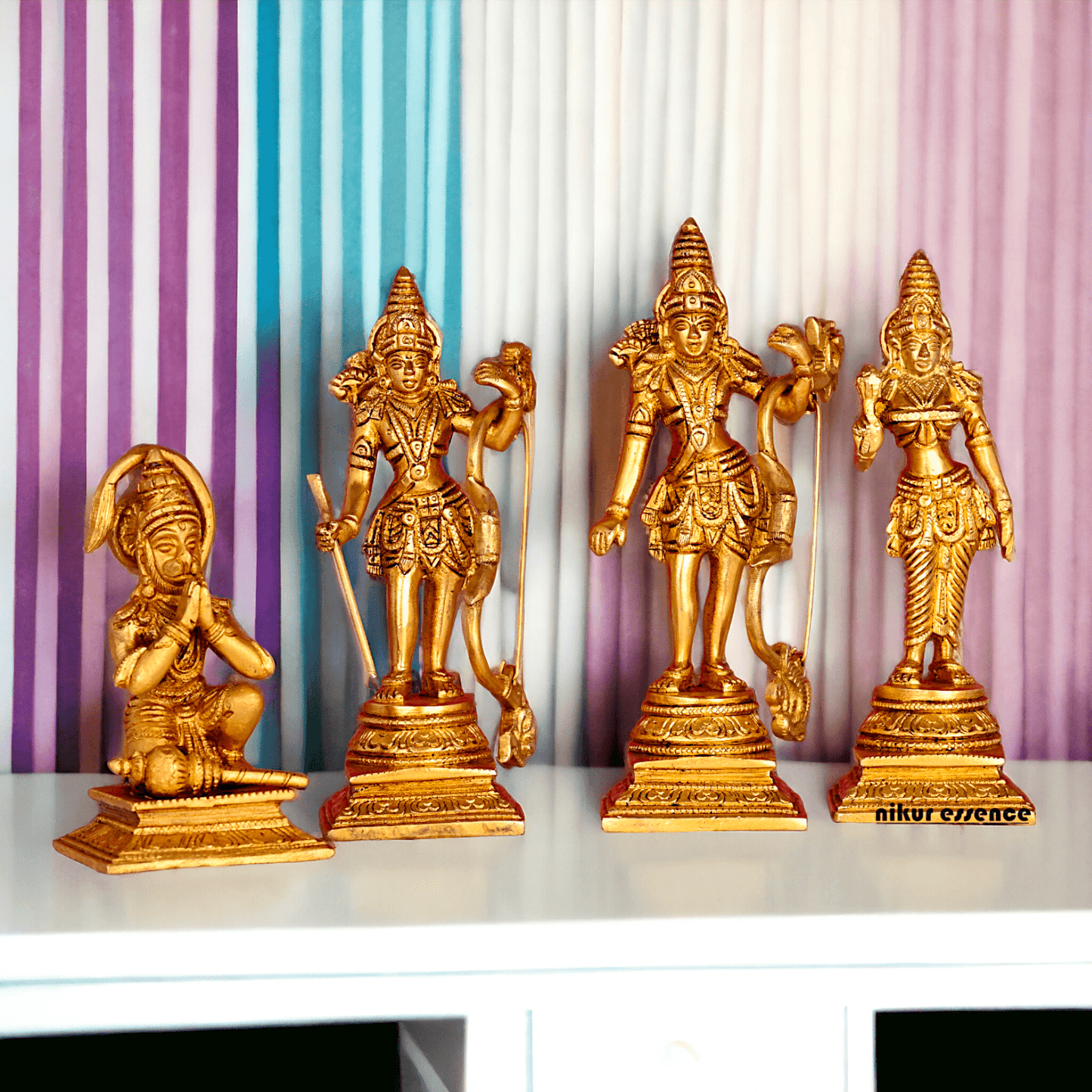 Buy Solid Brass Ram Darbar statue by Nikur Essence - 22 cm Length Idols Nikuressence