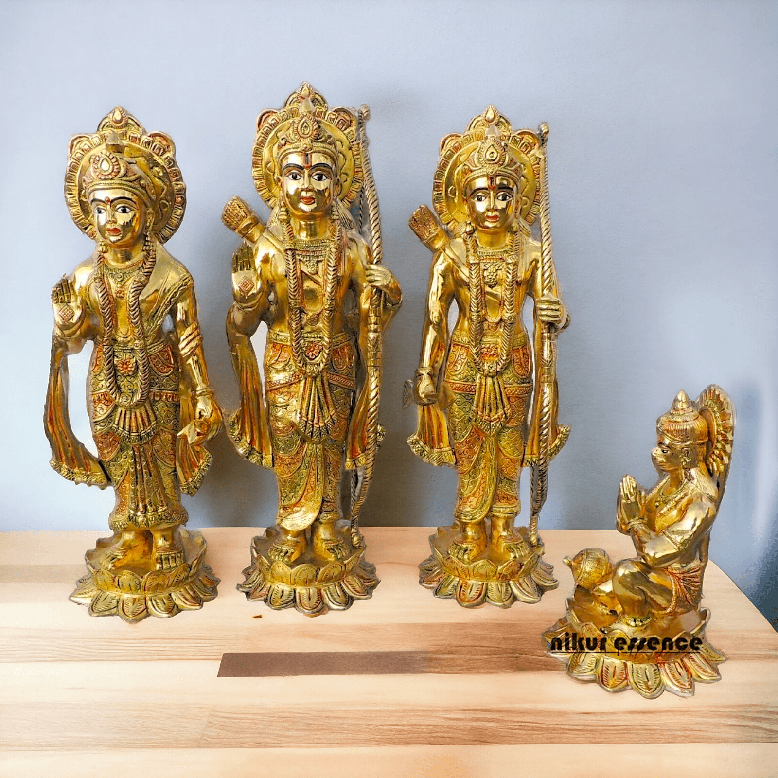 Brass Ram darbaar Idol Statue - Lord Ram , Sita and Lakshman Idols Nikuressence