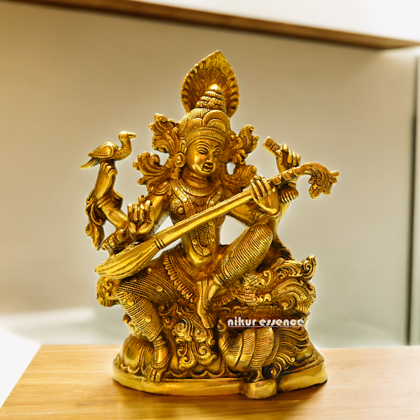 Buy Brass Saraswati Idol 28 cm , Elegant Brass Sculpture of Goddess Saraswati