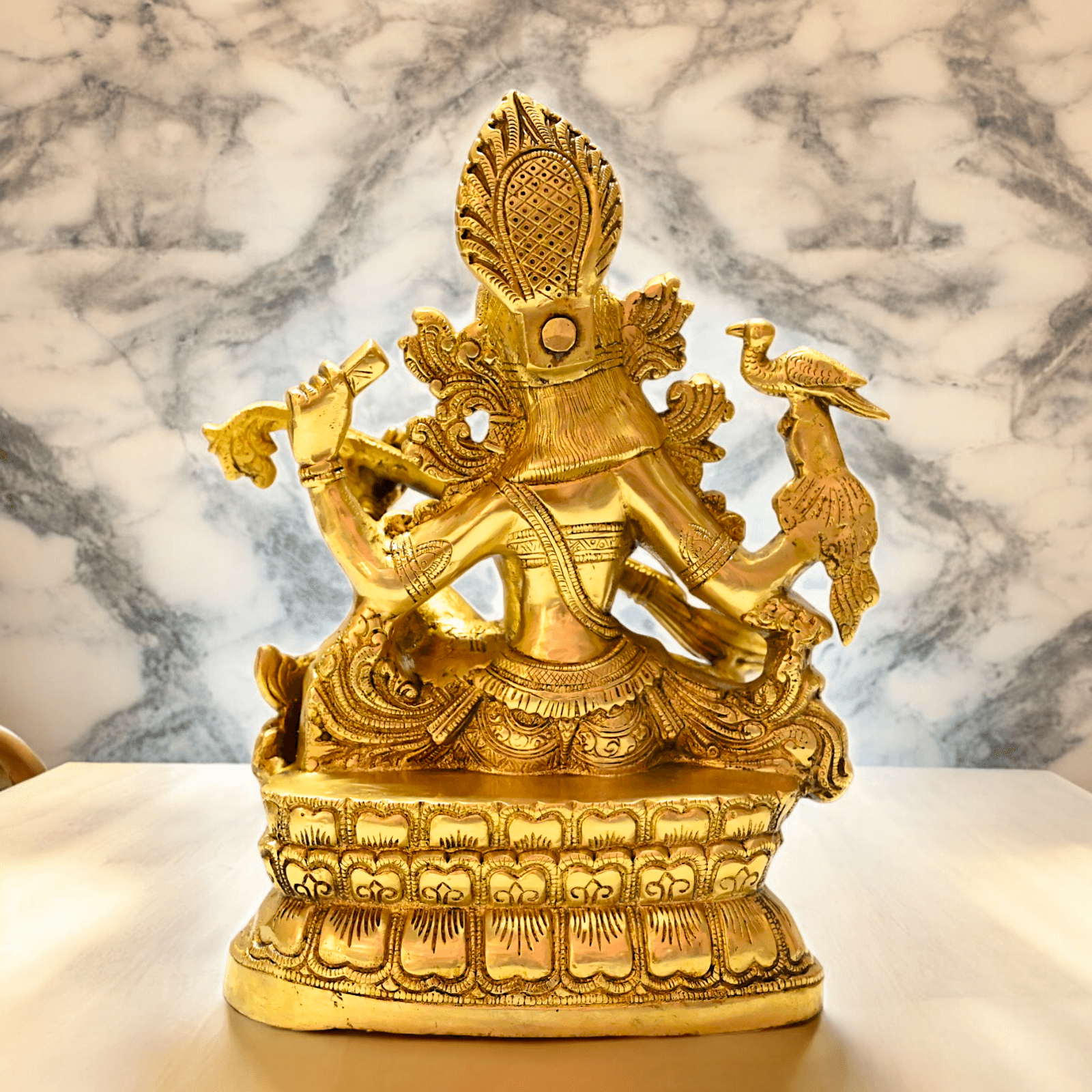 Buy Brass Saraswati Idol 28 cm , Elegant Brass Sculpture of Goddess Saraswati