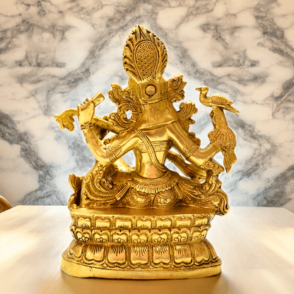 Buy Brass Saraswati Idol 28 cm , Elegant Brass Sculpture of Goddess Saraswati