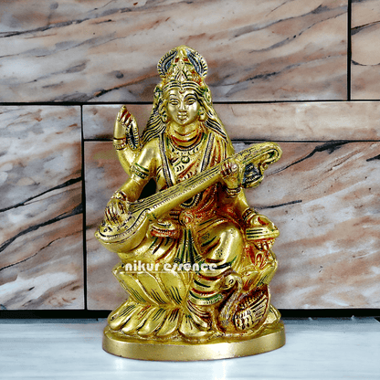 Brass Saraswati Maa Murti Idol 24.7 cm