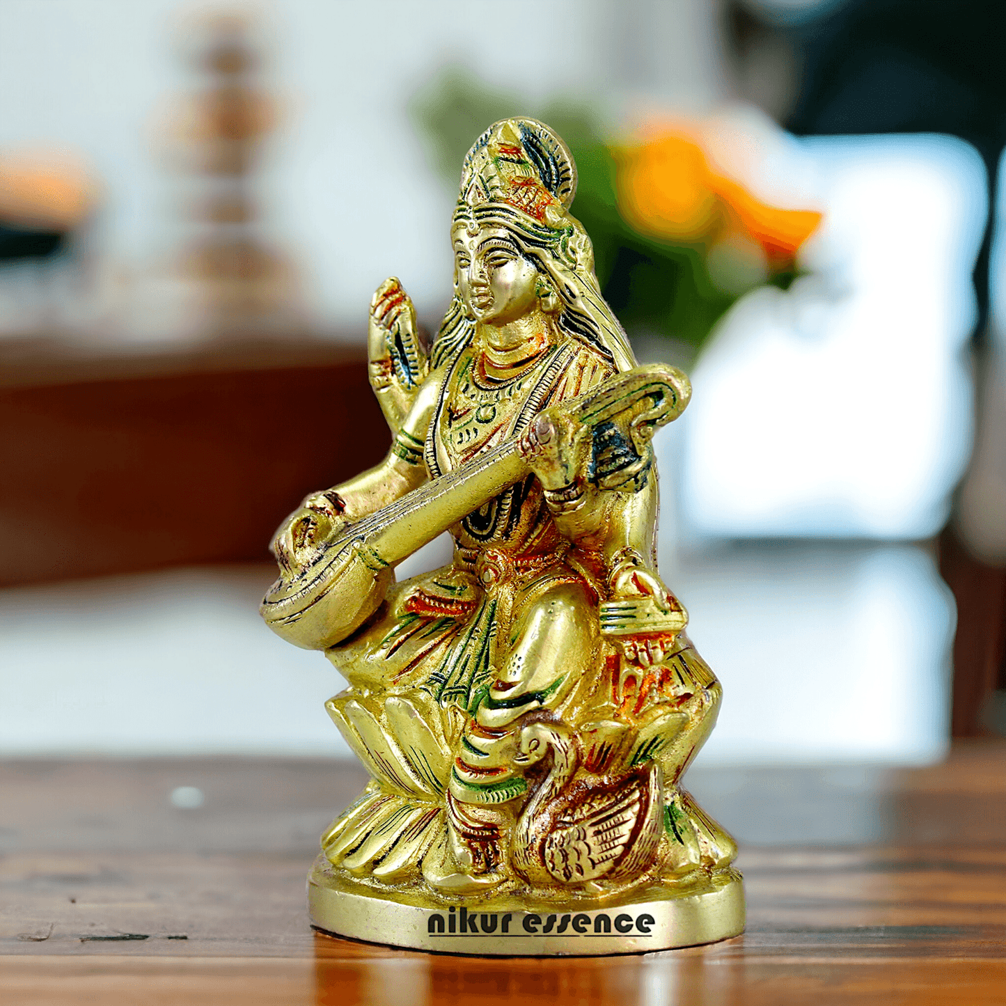 Brass Saraswati Maa Murti Idol 24.7 cm