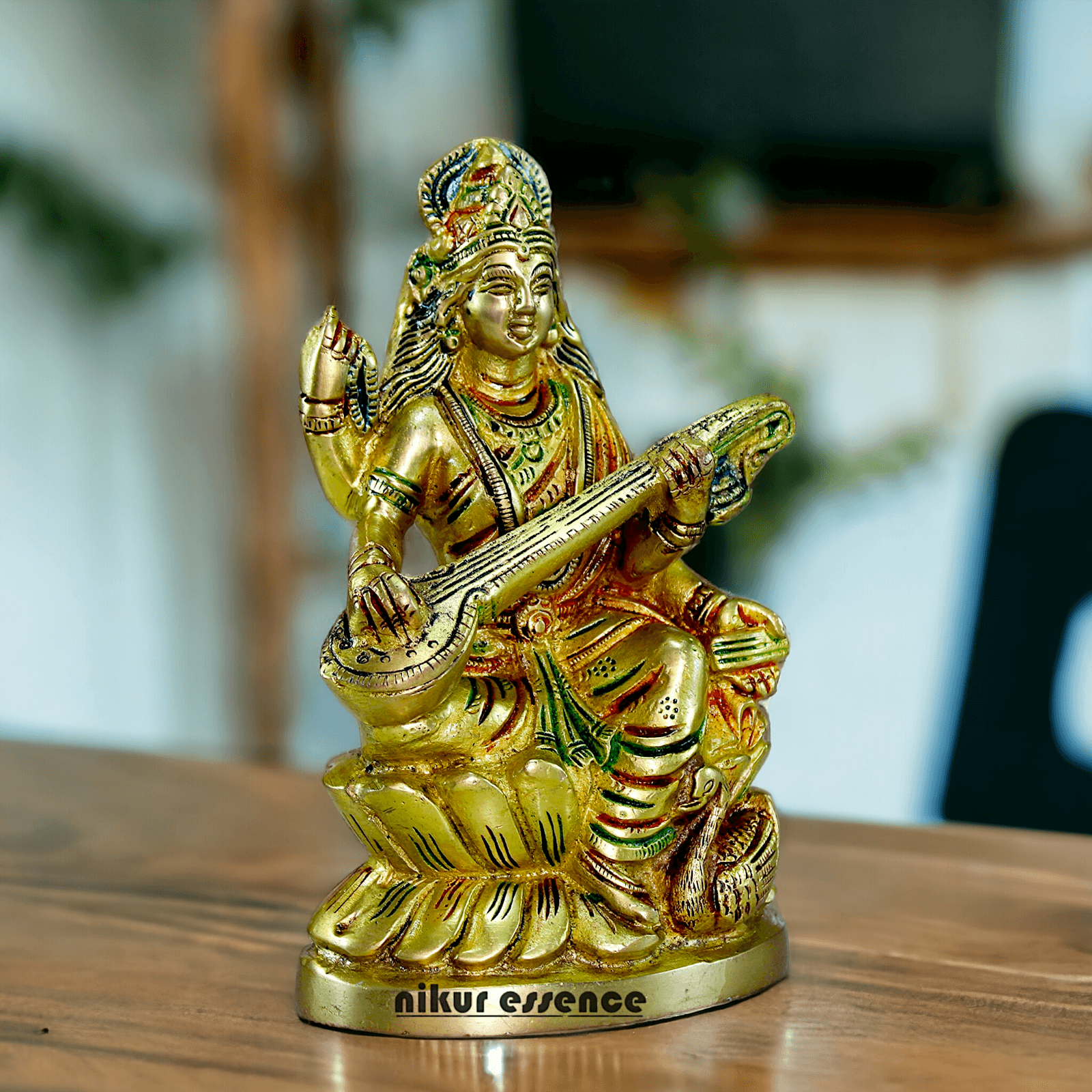 Brass Saraswati Maa Murti Idol 24.7 cm