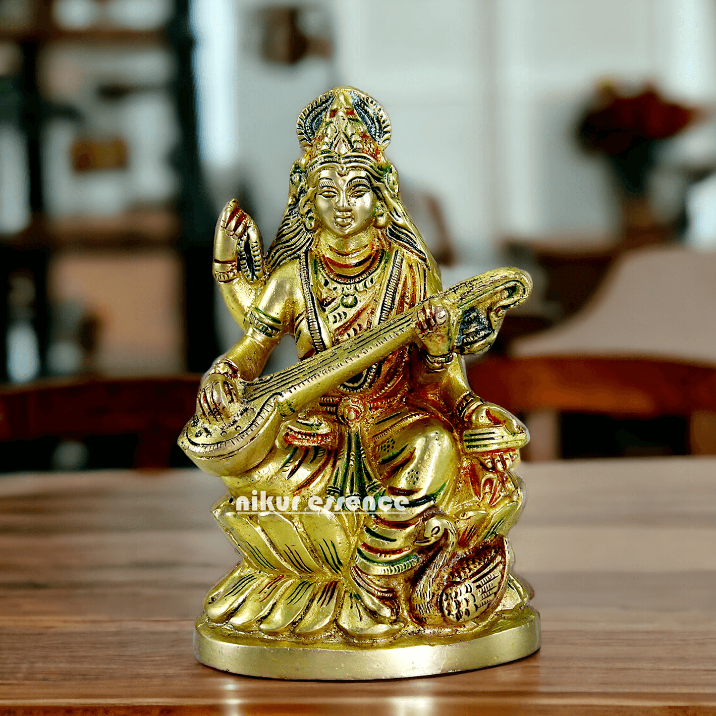 Brass Saraswati Maa Murti Idol 24.7 cm