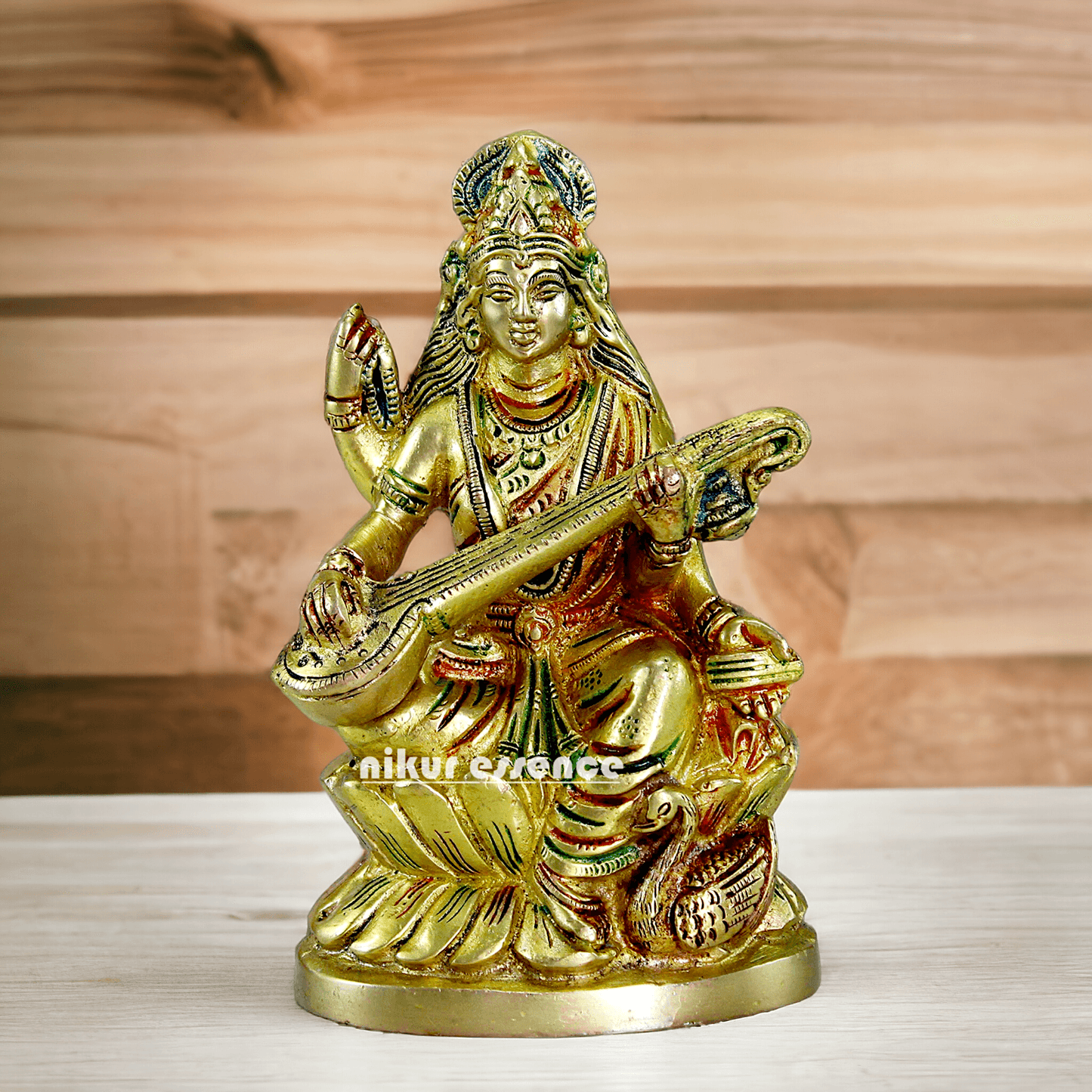 Brass Saraswati Maa Murti Idol 24.7 cm