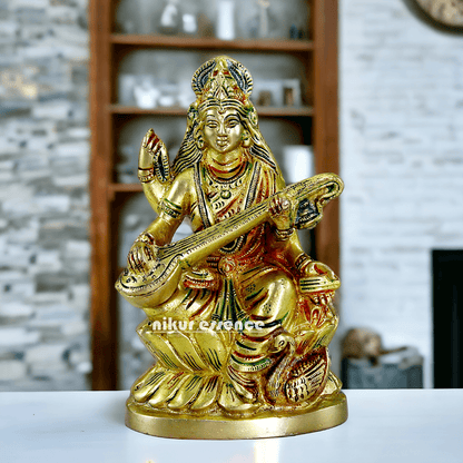 Brass Saraswati Maa Murti Idol 24.7 cm