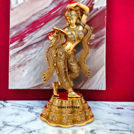 Brass Statue of a Young Lady Applying Vermilion, Capturing the Timeless Ritual of Beauty and Grace Idols Nikuressence