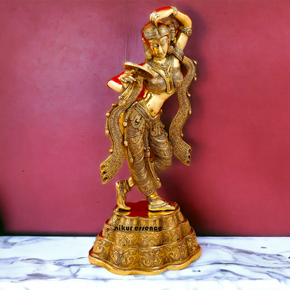 Brass Statue of a Young Lady Applying Vermilion, Capturing the Timeless Ritual of Beauty and Grace Idols Nikuressence