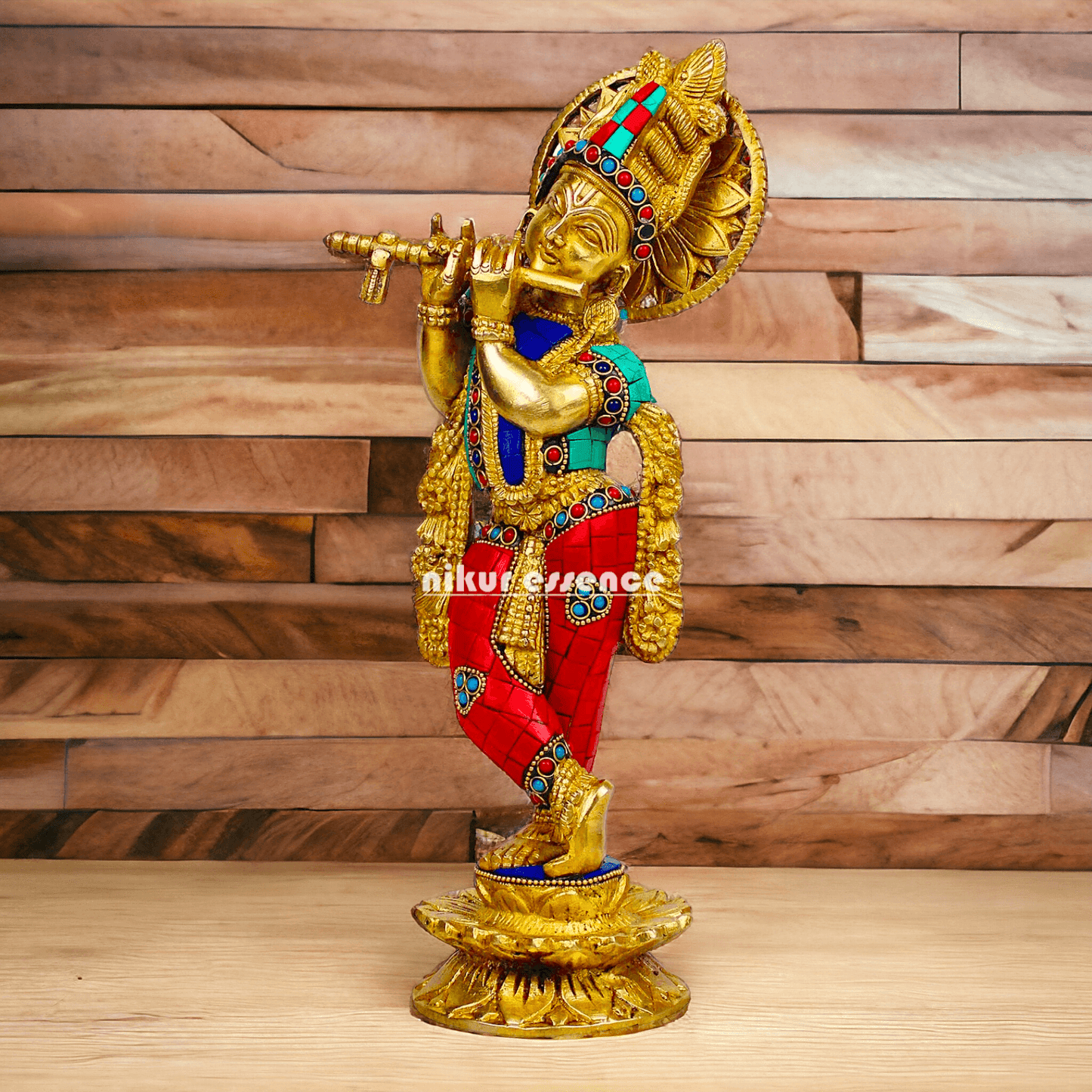 Buy Brass Statue of Krishna | Hindu Religious Idol | Home Decor | 11.5 inch Height Brass Nikuressence