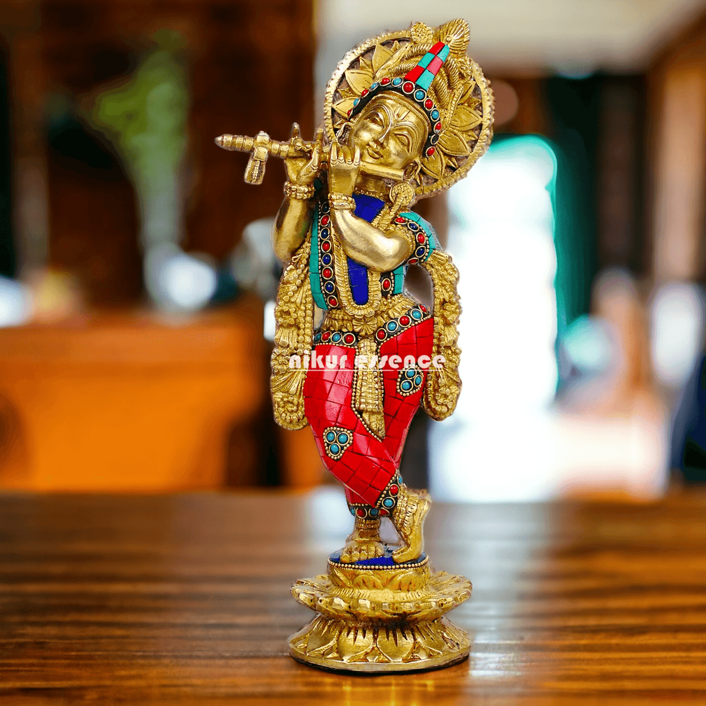 Buy Brass Statue of Krishna | Hindu Religious Idol | Home Decor | 11.5 inch Height Brass Nikuressence