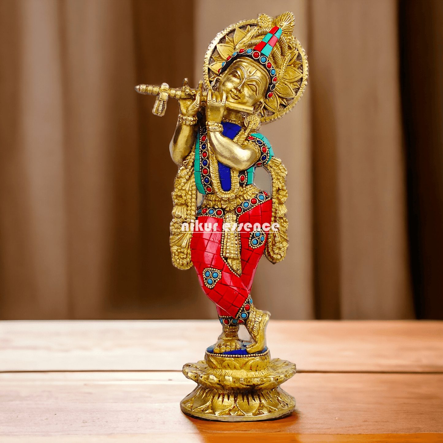 Buy Brass Statue of Krishna | Hindu Religious Idol | Home Decor | 11.5 inch Height Brass Nikuressence