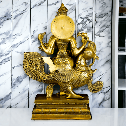 Buy Brass Statue of Devi Sarasvati Seated Gracefully on Her Sacred Peacock Idols Nikuressence