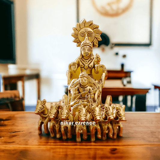 Brass Surya Statue of Sun Narayan – 7Inch