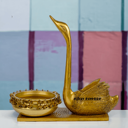 Swan Urli Bowl with Ethnic Design - 35 cm Traditional Uruli Pot for Home Décor and Decorative Water Feature