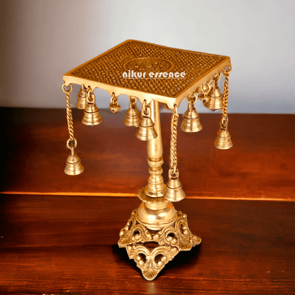 Buy Table stand in Brass with Intricately Designed Hanging Bells - Traditional Indian Home Décor Accent Piece Idols Nikuressence