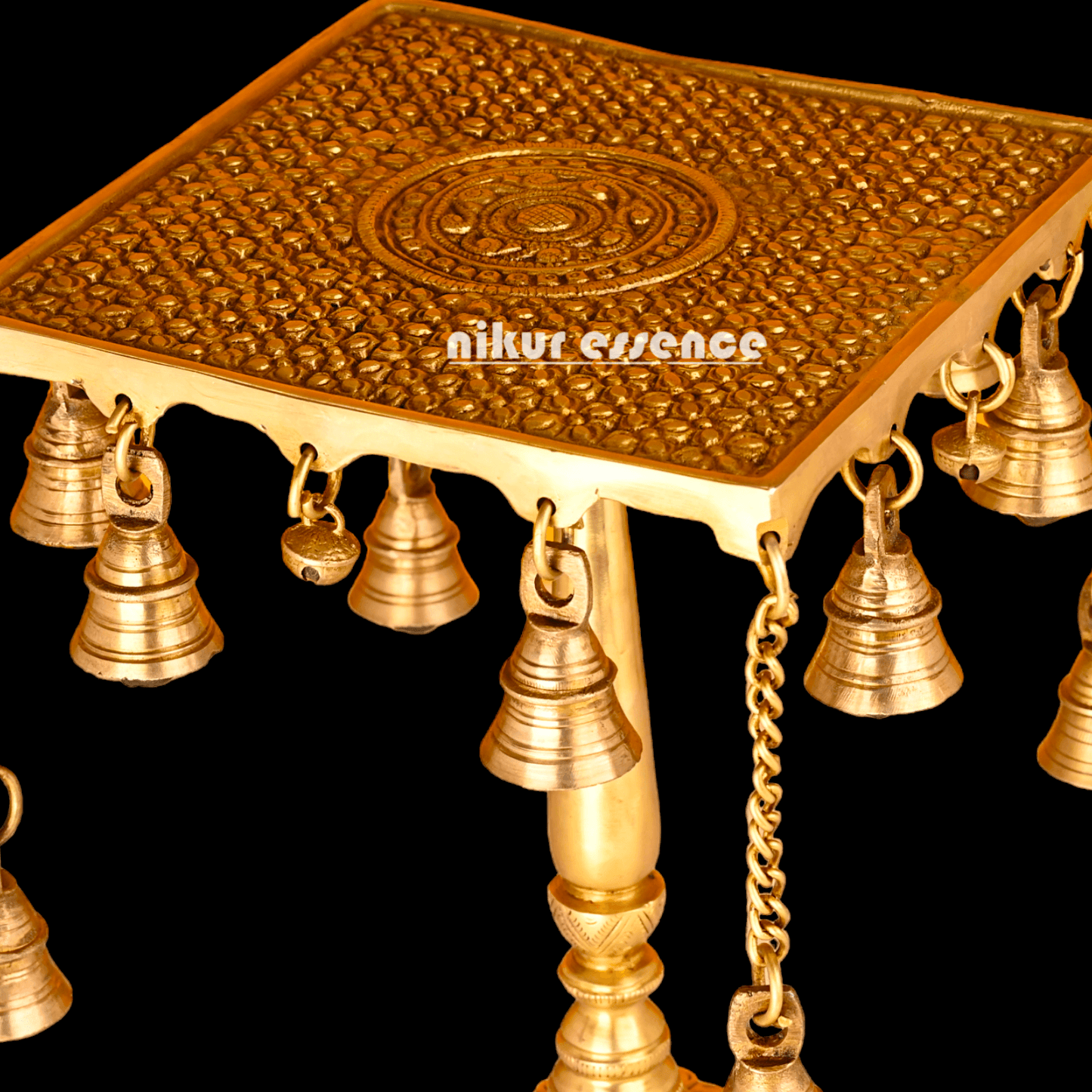 Buy Table stand in Brass with Intricately Designed Hanging Bells - Traditional Indian Home Décor Accent Piece Idols Nikuressence