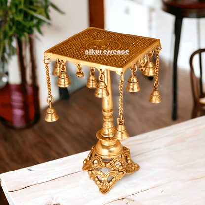 Buy Table stand in Brass with Intricately Designed Hanging Bells - Traditional Indian Home Décor Accent Piece Idols Nikuressence