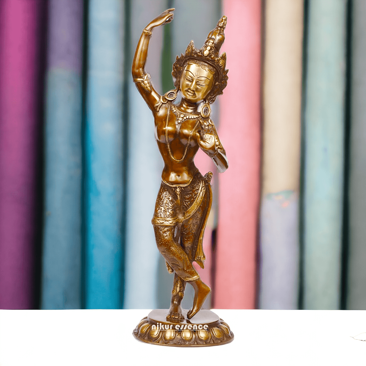 Brass Tara Statue - Large, Handcrafted Standing Figure with Intricate Detailing and Divine Aura Idols Nikuressence