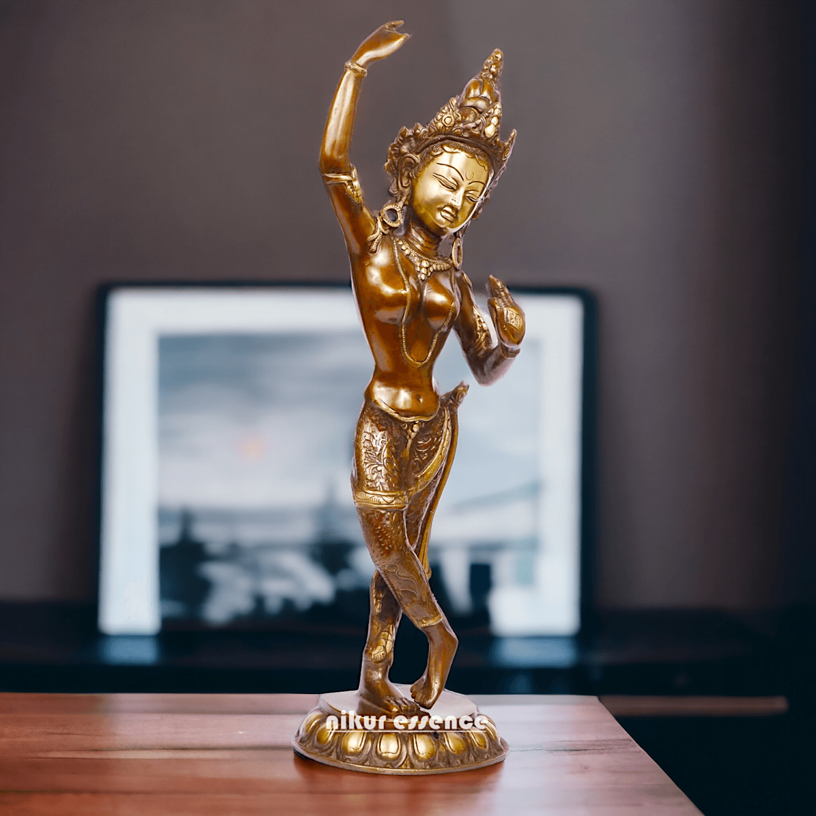 Brass Tara Statue - Large, Handcrafted Standing Figure with Intricate Detailing and Divine Aura Idols Nikuressence