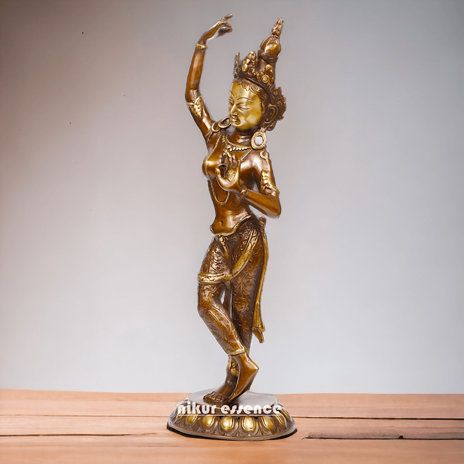 Brass Tara Statue - Large, Handcrafted Standing Figure with Intricate Detailing and Divine Aura Idols Nikuressence