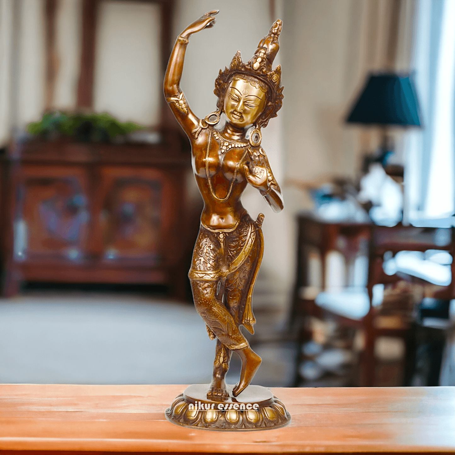 Brass Tara Statue - Large, Handcrafted Standing Figure with Intricate Detailing and Divine Aura Idols Nikuressence