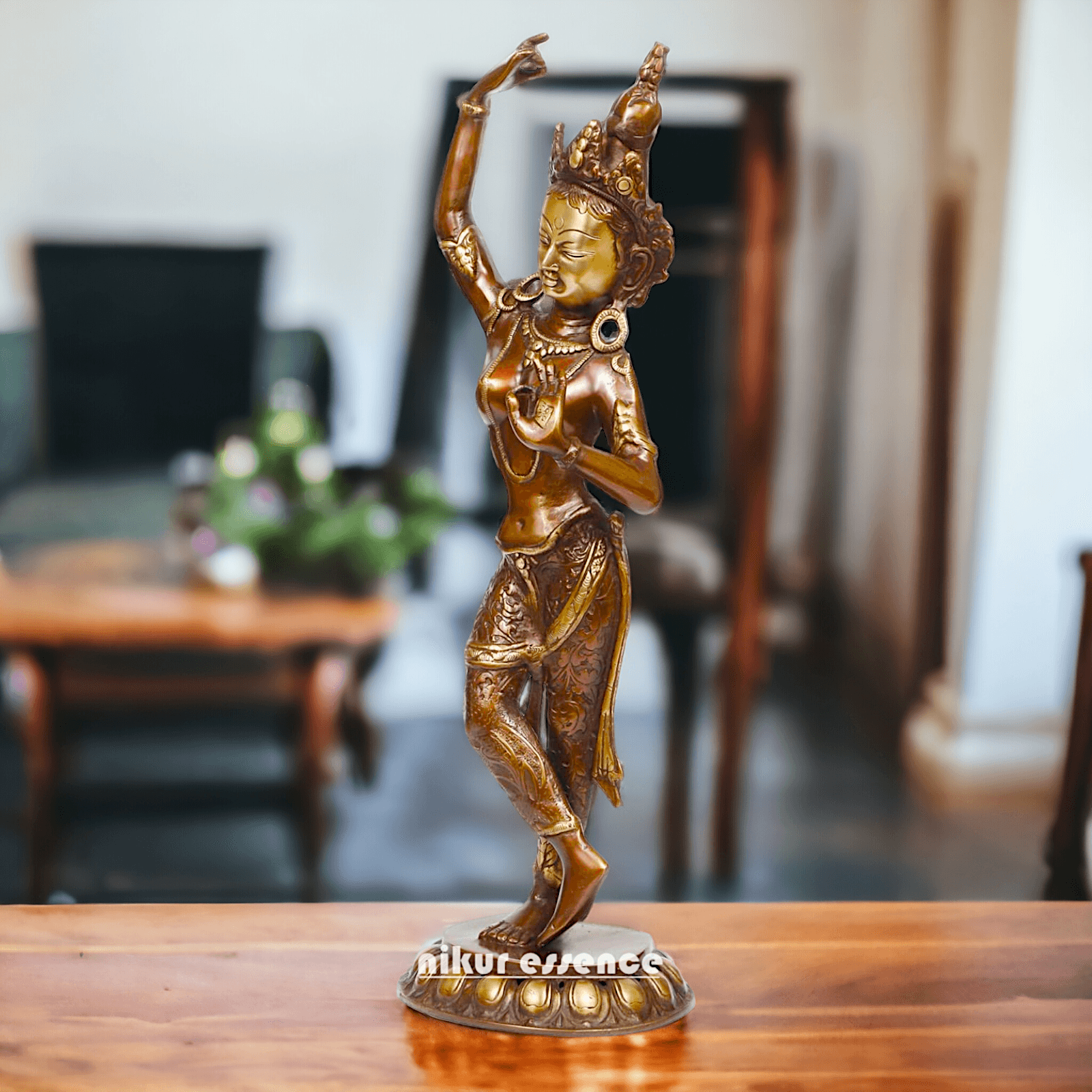 Brass Tara Statue - Large, Handcrafted Standing Figure with Intricate Detailing and Divine Aura Idols Nikuressence