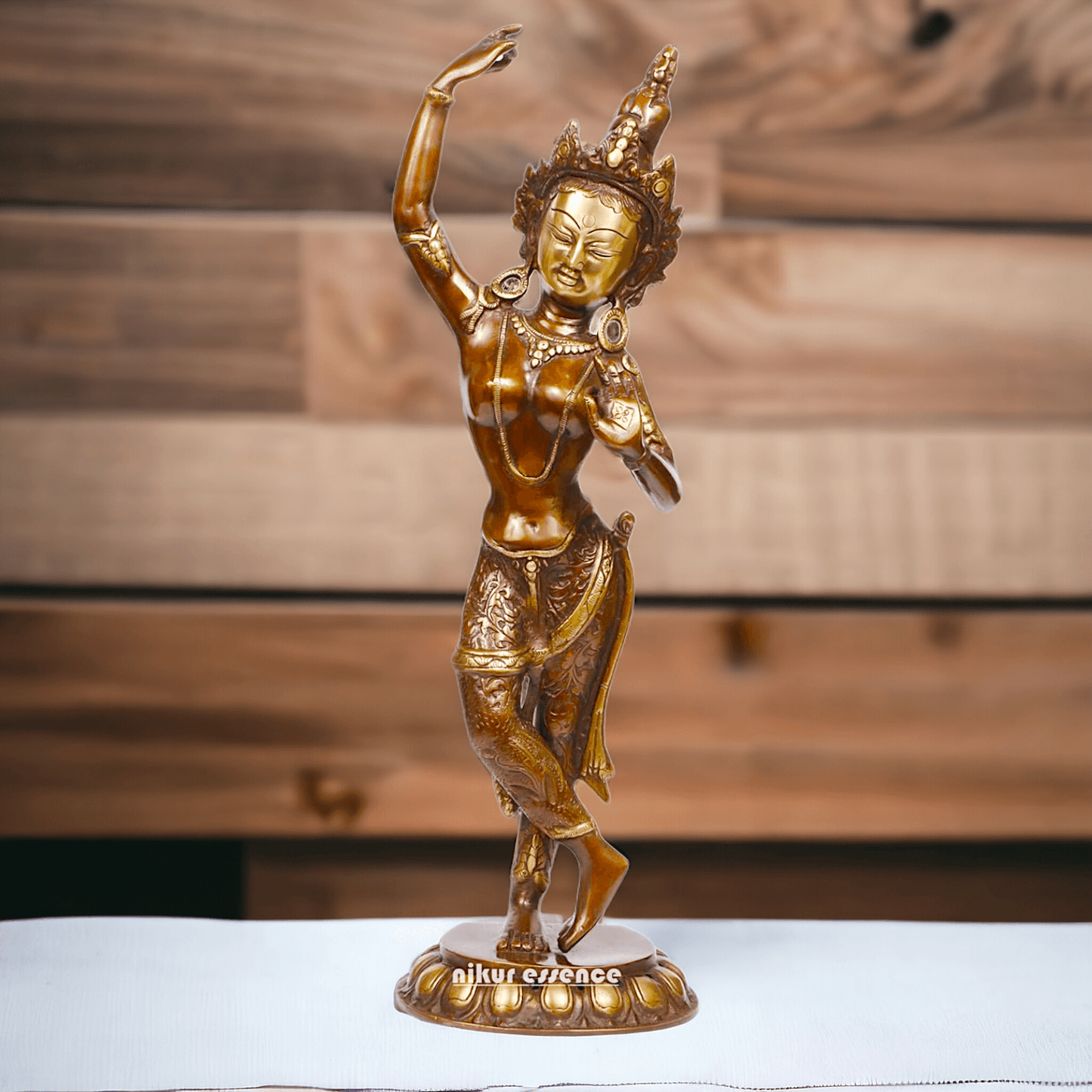 Brass Tara Statue - Large, Handcrafted Standing Figure with Intricate Detailing and Divine Aura Idols Nikuressence