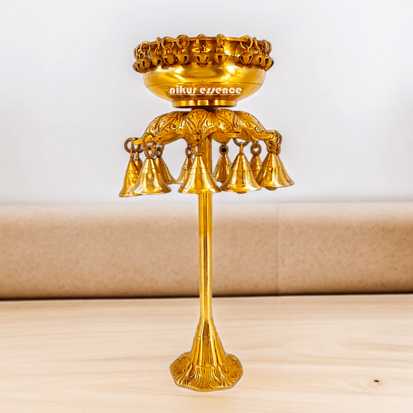 Buy online 40 cm Brass Traditional Urli Vessel – Handcrafted Decorative Bowl for Festive Occasions Idols Nikuressence