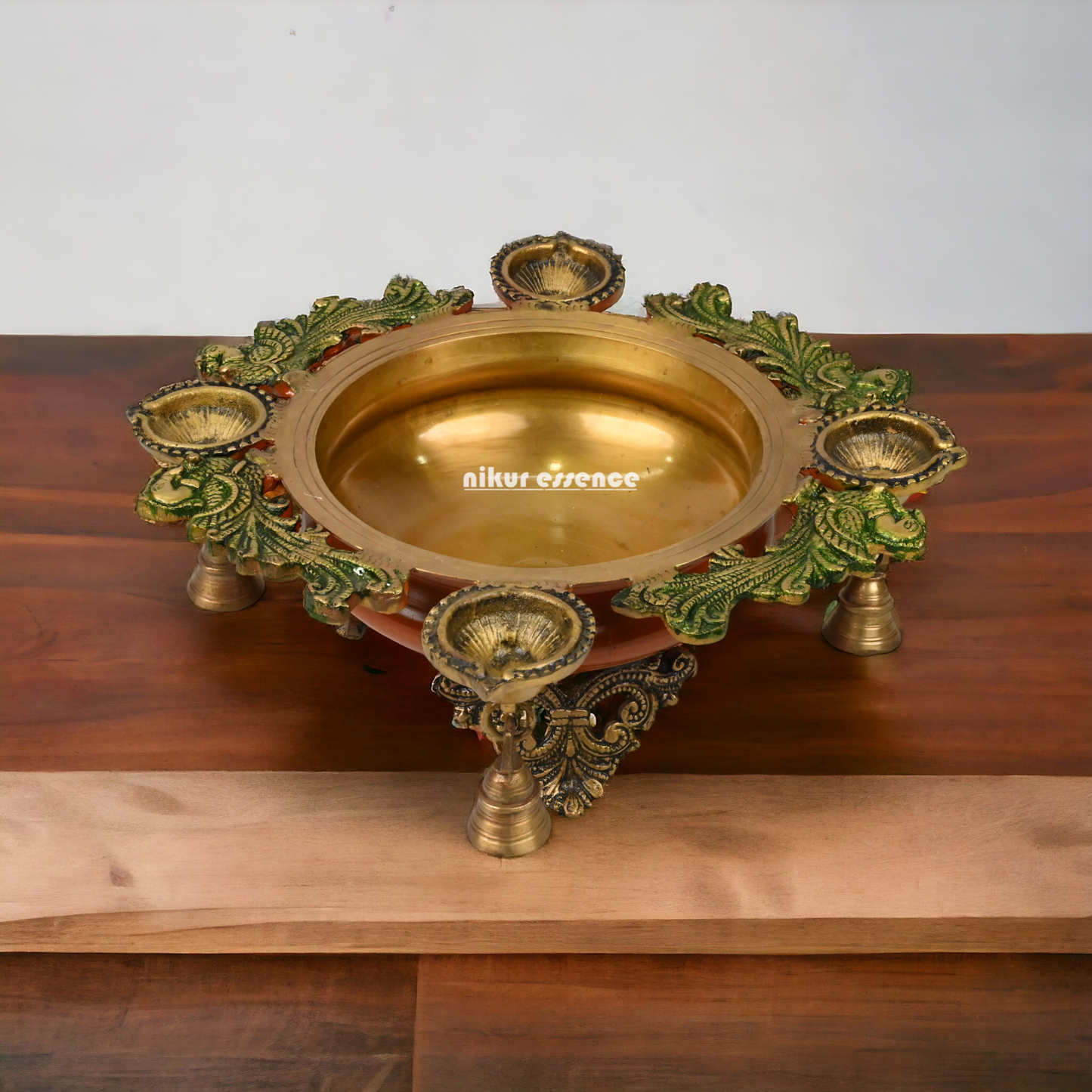 Buy Brass Urli with Bells by Nikur Essence - 34.5 cm