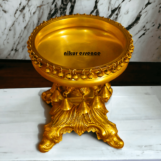 Brass Urli with Stand Traditional 15-Inch Decorative Bowl for Home, Office, and Religious Ceremonies | Nikur Essence