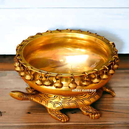 Buy online 8-Inch Traditional Brass Urli with Turtle Design - Handcrafted Decorative Bowl for Home Décor