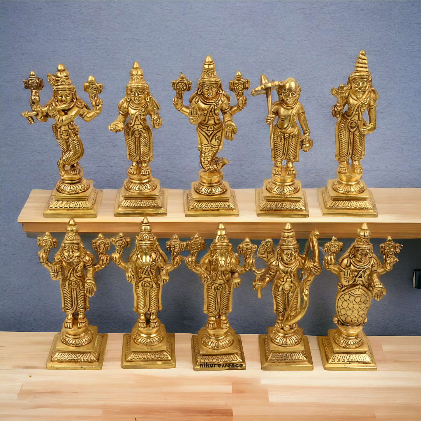 Brass Vishnu Dashavatar idols set - 6 inch Idols Nikuressence