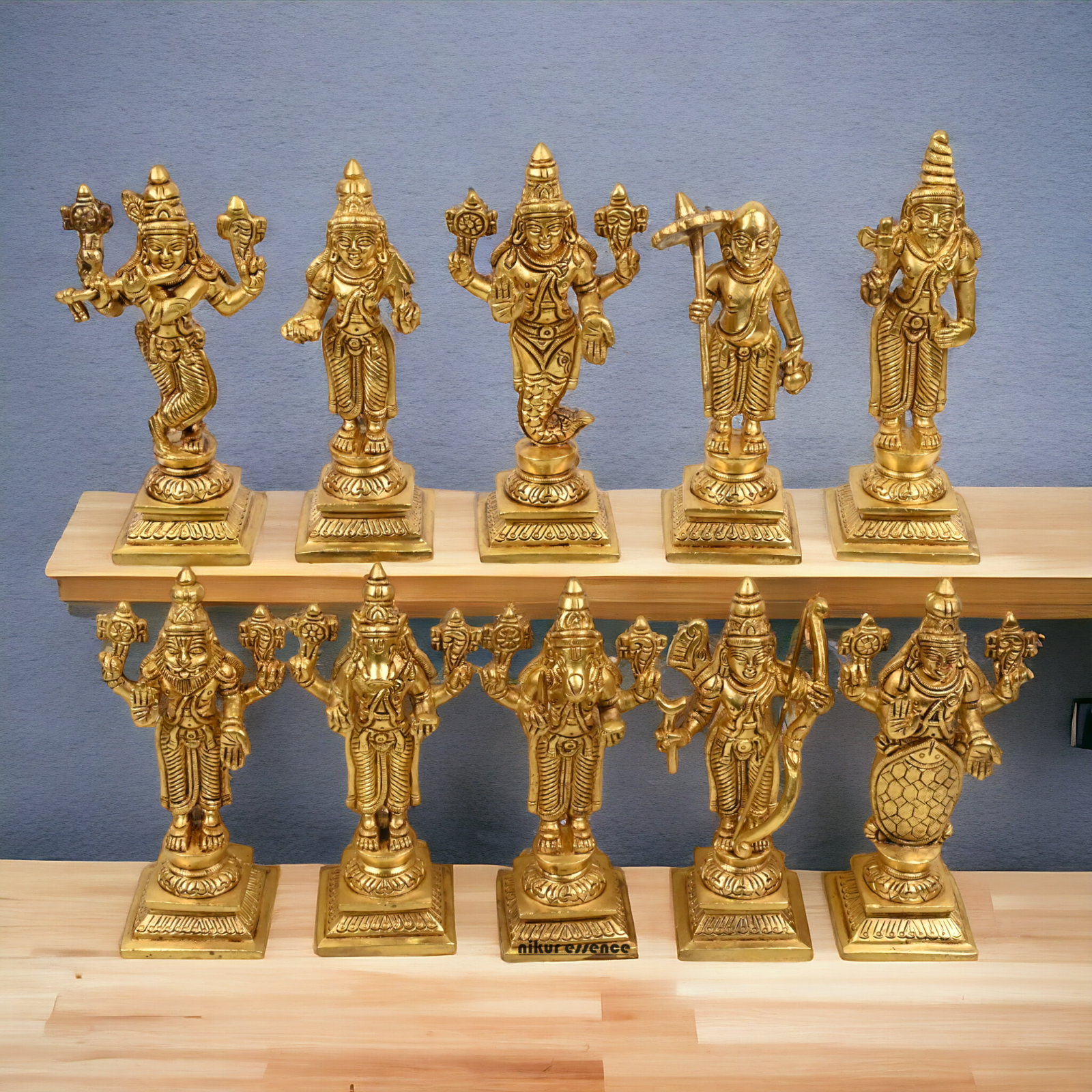 Brass Vishnu Dashavatar idols set - 6 inch Idols Nikuressence