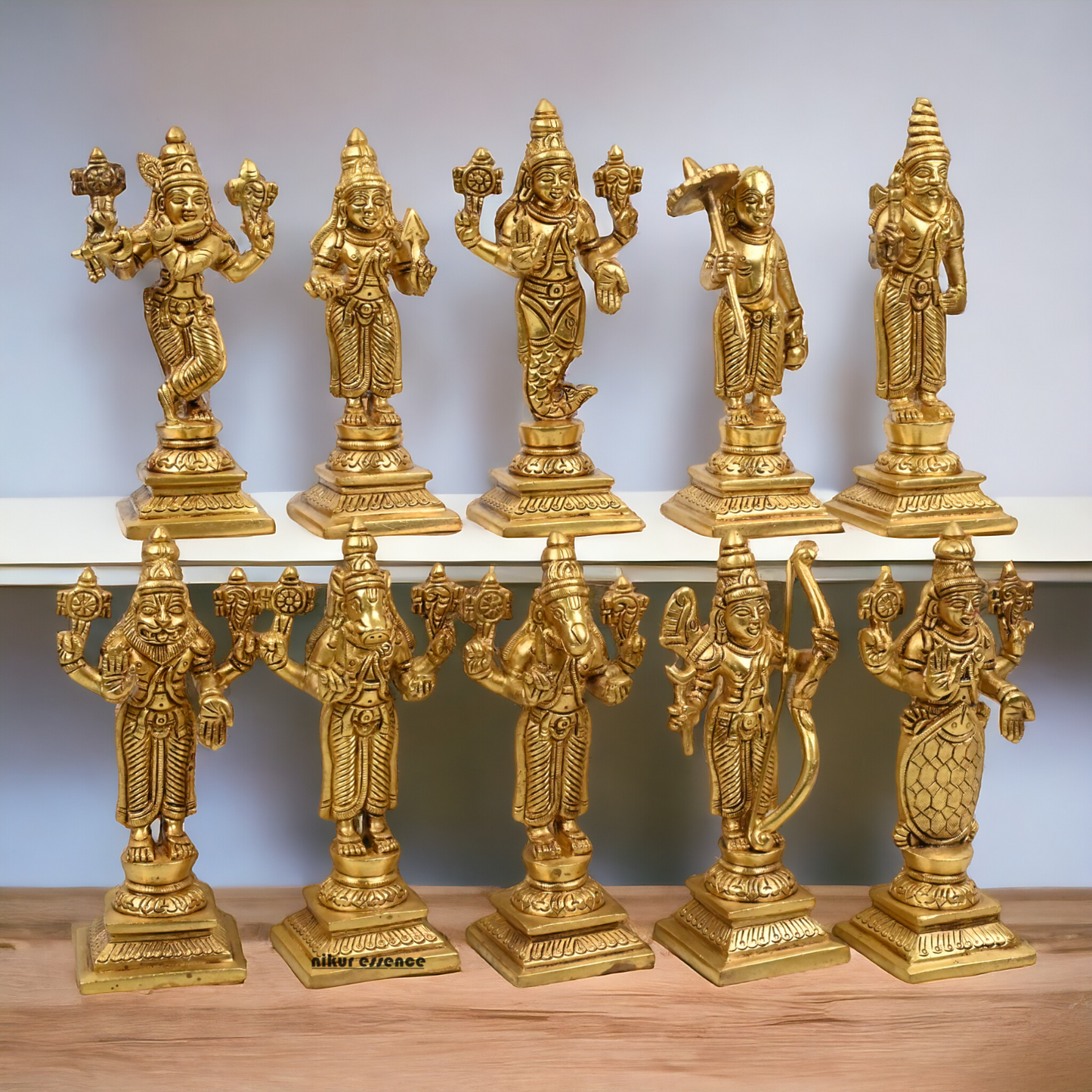 Brass Vishnu Dashavatar idols set - 6 inch Idols Nikuressence