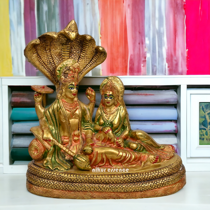 Online Brass Vishnu and Lakshmi on shesha Naag by Nikur Essence - 13 inches height