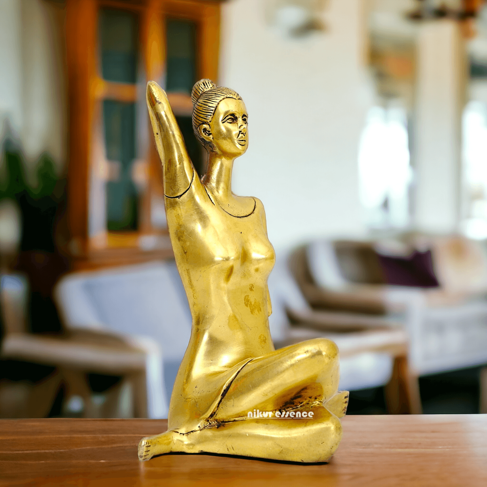 Yoga Posture Gomukhasana Pose Figurine Statue - Handcrafted Serenity and Balance Sculpture for Home Decor and Meditation Space Idols Nikuressence