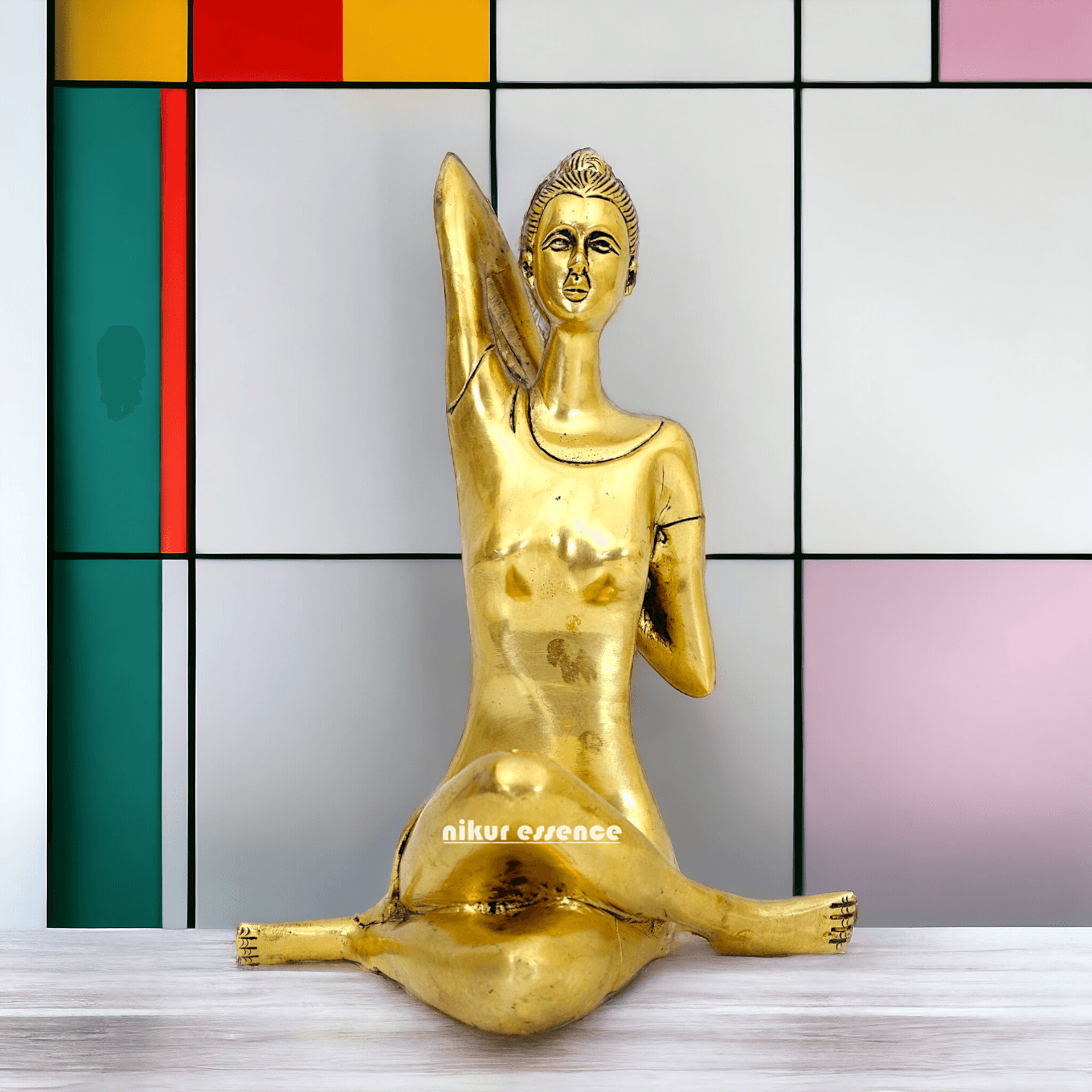 Yoga Posture Gomukhasana Pose Figurine Statue - Handcrafted Serenity and Balance Sculpture for Home Decor and Meditation Space Idols Nikuressence