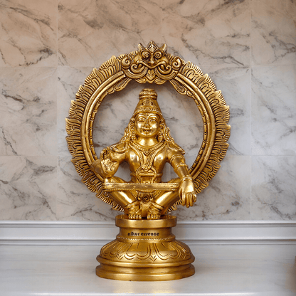 Large Brass ayyappa Swami statue by Nikur Essence - 26.4 cm