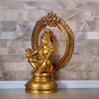 Large Brass ayyappa Swami statue by Nikur Essence - 26.4 cm