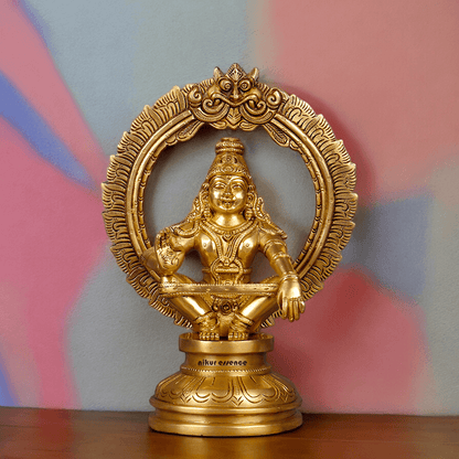 Large Brass ayyappa Swami statue by Nikur Essence - 26.4 cm