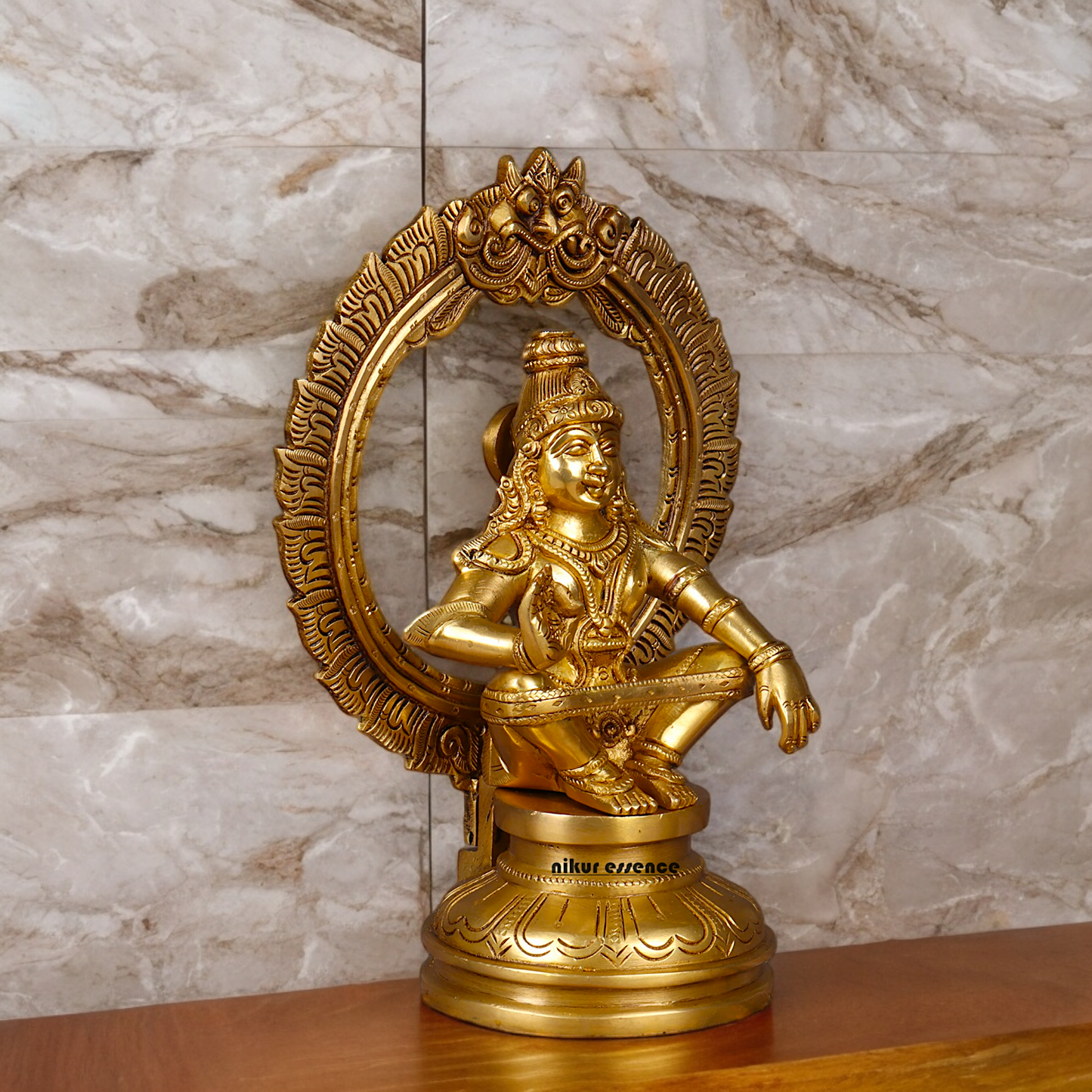 Large Brass ayyappa Swami statue by Nikur Essence - 26.4 cm