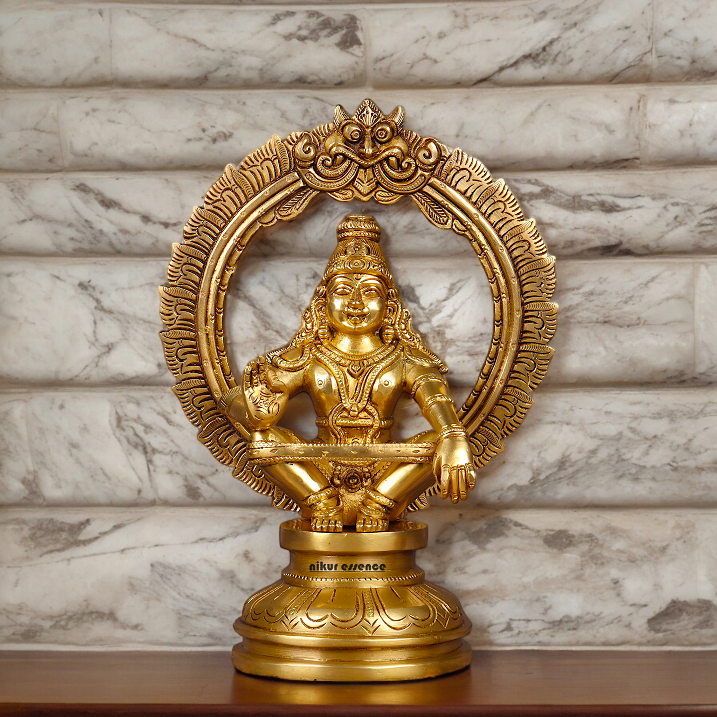 Large Brass ayyappa Swami statue by Nikur Essence - 26.4 cm